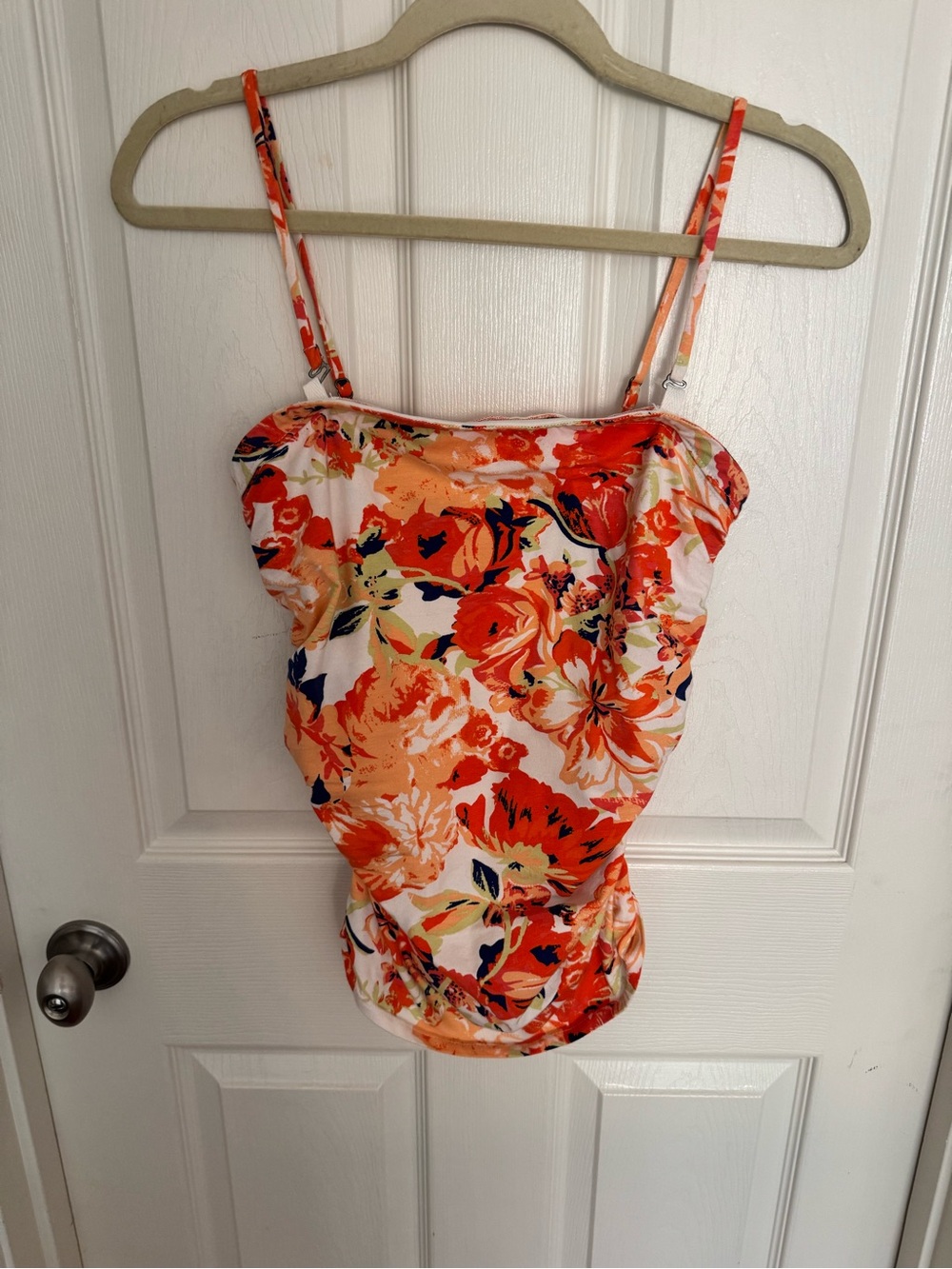 Floral Strapleess/Spaghetti Strap Women's Tank Top - Orange Multi